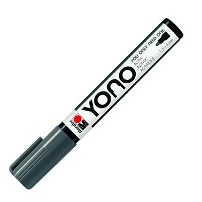 Afbeelding van Marabu YONO Marker, 12400103079, donkergrijs 079, veelzijdige acrylstift met Japanse ronde punt, 1,5 3 mm, op waterbasis, lichtecht en waterbestendig, voor bijna alle ondergronden