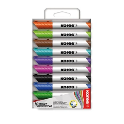 Afbeelding van Whiteboard &amp; Flipover markers Kores XW2, beitelpunt 3 5mm etui 10 stuks