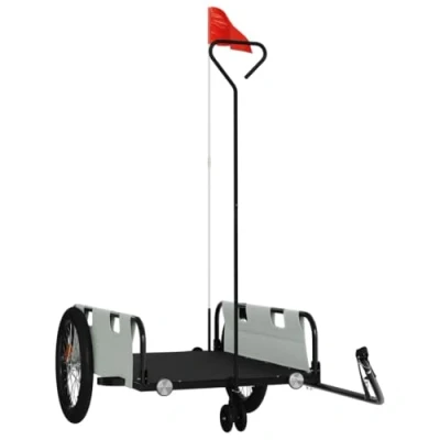 Afbeelding van vidaXL Fietstrailer oxford stof en ijzer grijs zwart