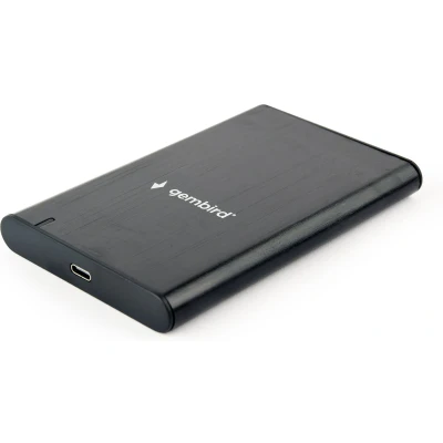 Afbeelding van USB 3.1 2.5&#039; SATA HDD/SSD behuizing met C poort, geborsteld aluminium, Zwart