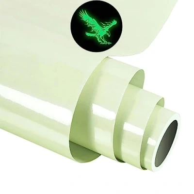 Afbeelding van FORBELL Plotterfolie voor textiel, Lichtgevende Heat Transfer Vinyl Transferfolie, Galaxy Zwart Flexfolie (Luminous Lichtgroen (Mat), 30,5cmx3m)