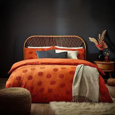 Afbeelding van furn. Pompoen getuft King Size Dekbedovertrek Spice, Oranje