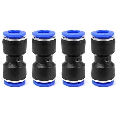 Afbeelding van QWORK rechte pneumatische connector, plug aansluiting voor lucht &amp; water, 10mm, 4 stuks