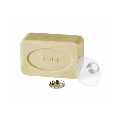 Afbeelding van SAVONT Zeephouder met magneet, jumbo, voor zeep tot 220 g, zonder boren, zuignap, wastafel, douche en badkuip, zilver (met beschermer)