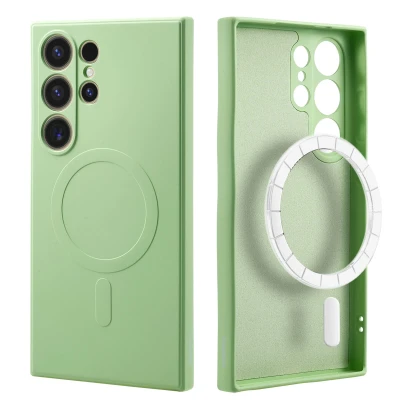 Afbeelding van Samsung Galaxy S24 Ultra MagSafe Hoesje Siliconen en TPU (zacht) iMoshion Backcover/Softcase Groen Telefoonhoesje