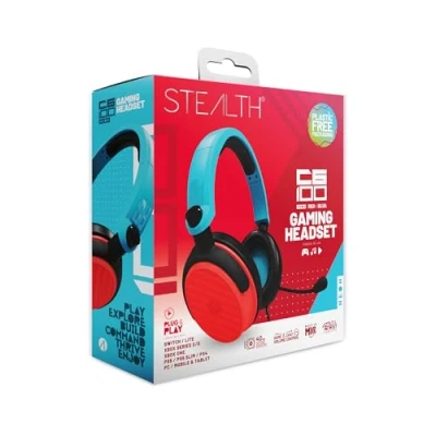 Afbeelding van STEALTH C6 100 Neon Red &amp; Blue Over Ear Gaming Headset PS4/PS5, XBOX, Switch, PC with Flexible Mic, 3.5mm Jack, 1.5m Cable, Lightweight, Comfortable and Durable