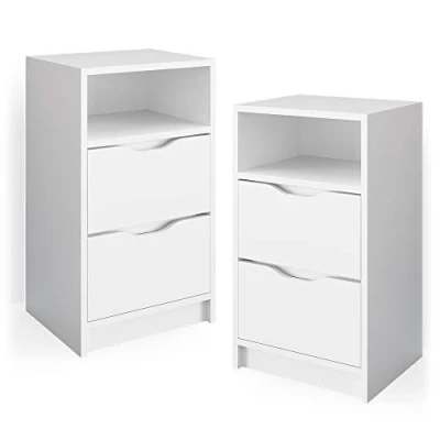 Afbeelding van Vicco Boxspring nachtkastje &quot;Ruben&quot;, Wit, 38 x 66.6 cm Set van 2