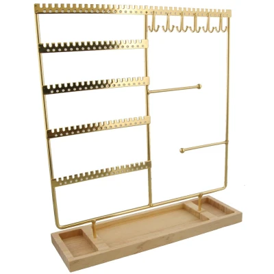 Afbeelding van Sieradenhouder Display Hout en Metaal 35x30x9,5 cm Goudkleurig