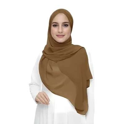 Afbeelding van Premium Chiffon Hijab Hoofd Sjaal Wrap Voor Moslim Vrouwen Lichtgewicht (Mokkabruin)