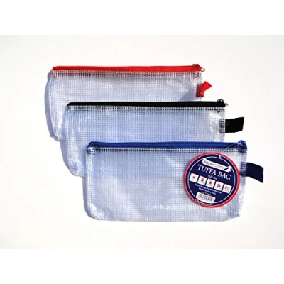 Afbeelding van DL Tough Bag 12 stuks zakken met ritssluiting transparant waterdicht plastic versterkt robuust gaas