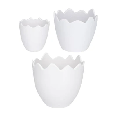 Afbeelding van Ideen mit Herz Decoratieve eierschalen tafeldecoratie nest paaseieren om neer te zetten eierbeker vulbaar 3 maten 6 9,5 cm hoog (wit)
