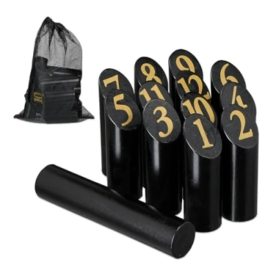 Afbeelding van Relaxdays kubb spel met nummers hout opbergzak