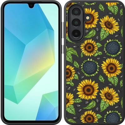 Afbeelding van Cazy Hoesje Zwart geschikt voor Galaxy A36/A56 Sunflowers