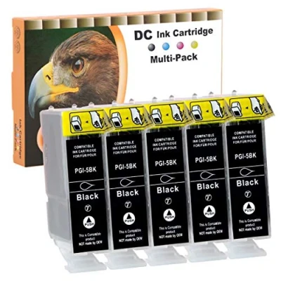 Afbeelding van D&amp;C 5 x 28 ml zwarte inktcartridges, compatibel met Canon PGI BK voor Pixma MP520x MP530 MP600 MP600r MP610 MP800 MP800r MP810 MP830 MP970 MX700 MX850 iP3300 iP3500 iP350P4200 iP4200x iP4300