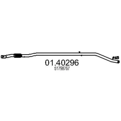Afbeelding van MTS 01.40296 Uitlaatpijp 2200mm voor middendemper FIAT: Punto II Hatchback (188) 1.3 JTD 16V 2003 2012