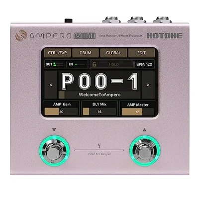 Afbeelding van Hotone gitaar bas multi effecten processor touchscreen ampp modellering IR cabinets simulatie taal stereo OTG USB audio interface Ampero Mini (Purple Taro)