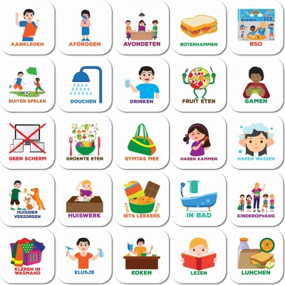 Afbeelding van Smarfer Magnetische pictogrammen voor weekplanner planbord kind (2) 50 stuks kinderen dag planning gezin autisme planner magneetjes routine magneten