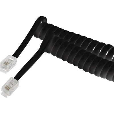 Afbeelding van Telefoon spiraalkabel 4P4C/RJ10 zwart 2 meter
