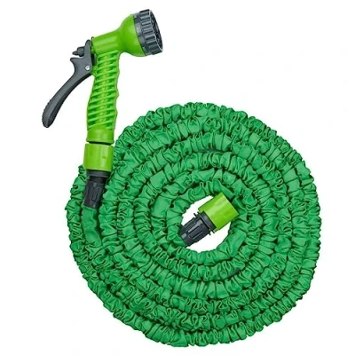 Afbeelding van Kinzo Tuinslang Flexibel 10M Tuinslangen Incl. Opzetstuk met Sproeikop 7 Spraystanden Kunststof Groen/Grijs