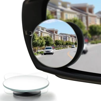Afbeelding van JIAHAO Dodehoekspiegel, Blinde spotspiegel, 2 ronde HD glas frameloze convexe achteruitkijkspiegel met groothoek verstelbare stok voor auto&#039;s SUV en vrachtwagens, stuks