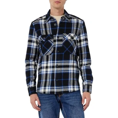 Afbeelding van ONLY &amp; SONS Onsmilo Life Ovr Check Ls Shirt Noos met lange mouwen voor heren, zwart, L