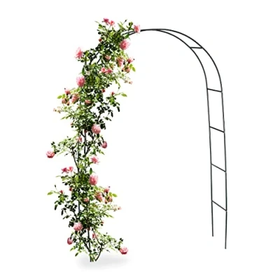 Afbeelding van Relaxdays Rozenboog metaal 240 cm hoog tuinboog tuindecoratie groen