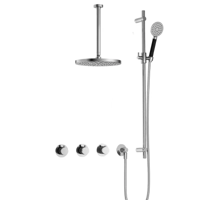 Afbeelding van Hotbath Cobber Regendoucheset IBS70 Chroom Ronde handdouche 30cm Hoofddouche Plafondbuis Handouche met glijstang