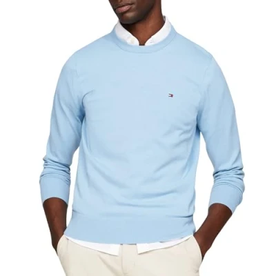 Afbeelding van Tommy Hilfiger Trui Blauw Mouliné maat XXL Heren met Regular fit Pasvorm Katoen Suitable Herenkleding