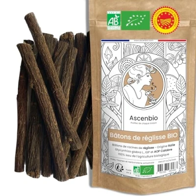 Afbeelding van Ascenbio ✿ Biologische zoethoutstokjes van EU 100 g bereid en verpakt in Frankrijk Biologisch afbreekbare verpakking