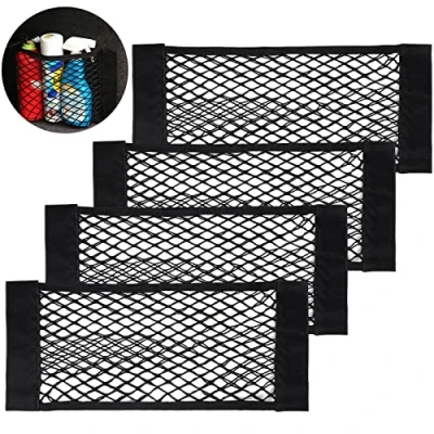 Afbeelding van UIHOL kofferbak nettas (4 stuks universele auto met klittenbandsluiting autostoel kofferbaknet organizer voor universeel auto/SUV bagagenet van nylon (40 x 25 cm)