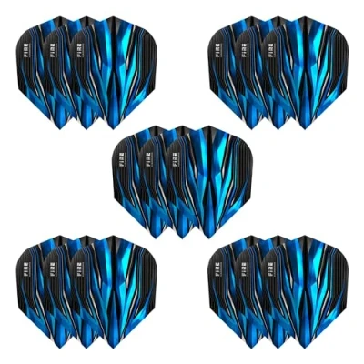 Afbeelding van Harrows Vuurpijlen 5 x sets dartpijlen (15 flights totaal) I 100 micron premium extra sterk gemaakt in het Verenigd Koninkrijk, professionele dartaccessoires, blauwe