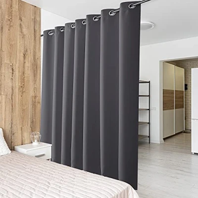Afbeelding van PONY DANCE Extra brede gordijnen, ondoorzichtig, thermogordijn, hittebescherming en energiebesparend, ruimteverdelend gordijn, inkijkbescherming, schuifgordijn met inslagringen, 1 stuks, h 210 x b 254 cm, grijs