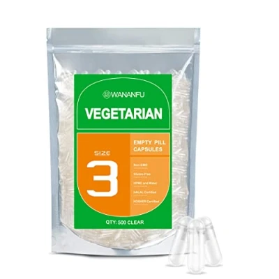 Afbeelding van WANANFU Maat 3 Lege Capsules Vegetarische (500 stuks) Bundel met 2 Micro Lepel, compatibel Capsulevulmachine