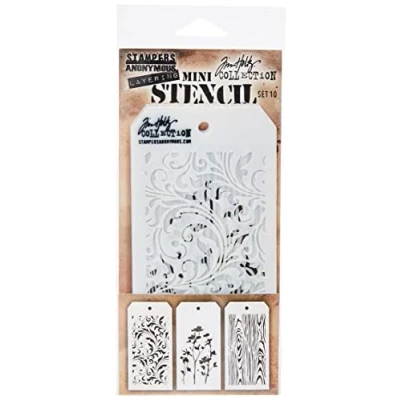 Afbeelding van Stampers Anonymous Set #10 Tim Holtz Layering Mini Stencil (3pcs) (THMST010)