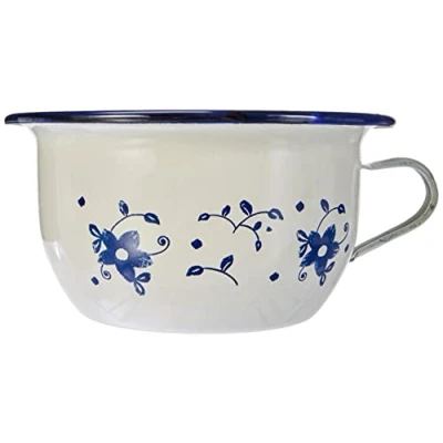 Afbeelding van Nachtpot Sena 22 cm van geëmailleerd staal, wit/blauw, x 10