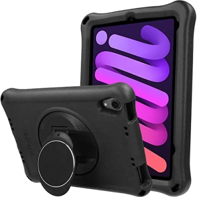 Afbeelding van TECHGEAR Bumper+ hoesje voor iPad Mini 6, 8,3 inch 2021 6e generatie robuuste schokbestendige zachte beschermende Easy Grip Body Case met standaard, handhouder, schermfilm, kinderbestendige
