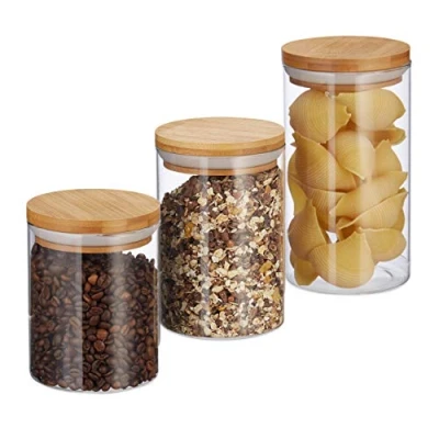 Afbeelding van Relaxdays voorraadpotten set voorraadpot voor o.a. pasta snoeppotten glazen potjes