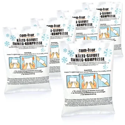 Afbeelding van COM FOUR® 5x wegwerp instant koud kompres, cold pack voor onmiddellijke koeling en eerste hulp maatregelen, koelkussen uitwendig gebruik, 21 x 15 cm (05 stuks set 2)