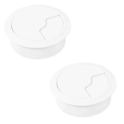 Afbeelding van Gedotec Kabeldoorvoer OFFICE Boordiameter: 80 mm Oogje: 91 2 stuks Wit PVC kunststof Inbouwbaar voor USB kabel, voeding, CPU en monitor
