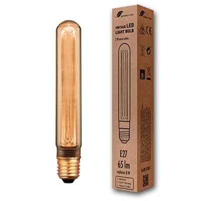 Afbeelding van greenandco® Vintage Design LED lamp in retro stijl voor sfeerverlichting E27 T30 Edison lamp, 2W 65lm 1800K extra warm wit 320 230V flikkervrij, niet dimbaar