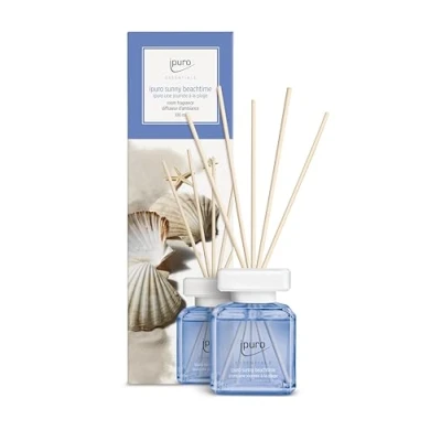 Afbeelding van ipuro Essentials kamergeur Sunny Beach Time 100 ml, kamerverfrisser met grapefruit, citroen en witte muskusgeur, diffuser stokken, luchtverfrisser voor de woning
