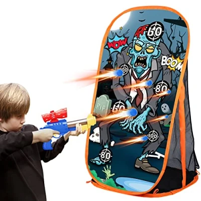 Afbeelding van Schietspel voor kinderen, jongens, speelgoed nerf pistolen, zombie schietdoel met net, binnen en buiten, cadeaus jongens meisjes vanaf 5, 6, 7, 8, 9, 10 jaar ouder