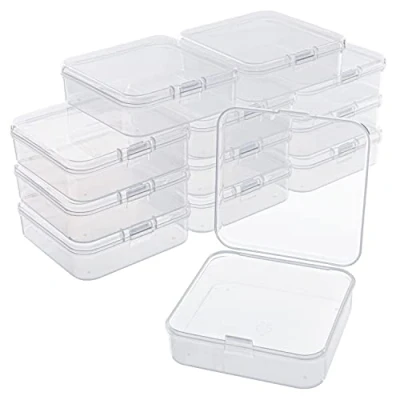 Afbeelding van Belle Vous 12 Pak Doorzichtig Opslag Doos Containers met Scharnierdeksels B6,3 x L6,3 H1,6 cm Mini Doosjes voor Pillen, Kralen, Sieraden &amp; Hobby Items