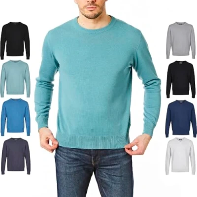 Afbeelding van Castle Point Maglione Pullover da Uomo 100% katoen, girocollo/scollo a V, Mos, M