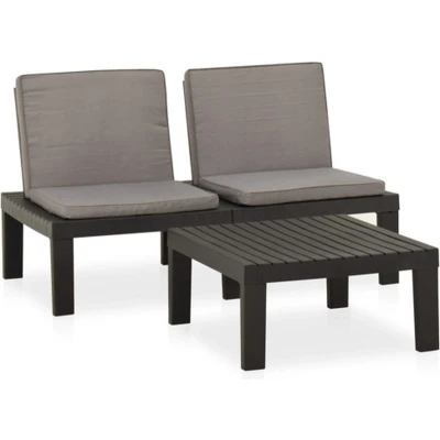 Afbeelding van vidaXL 2 delige Loungeset met kussens kunststof grijs