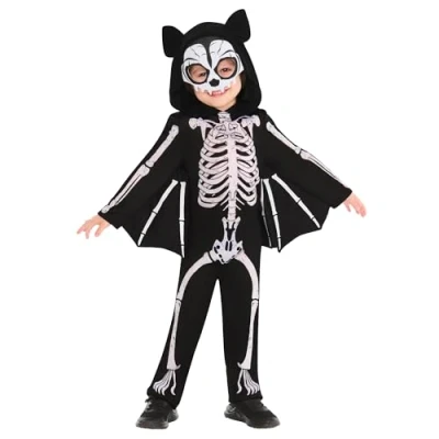 Afbeelding van &#039;vleermuis skelet&#039; kostuum voor kinderen halloween 3 4 jaar