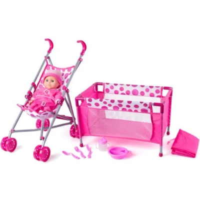 Afbeelding van Poppenbed, buggy, pop met acc. 91857