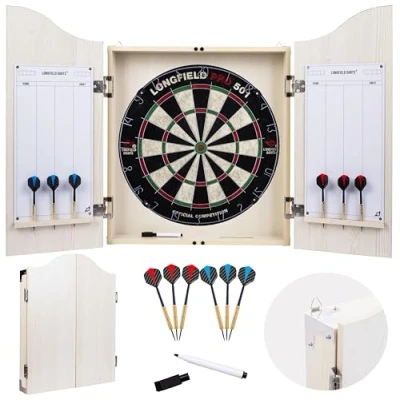 Afbeelding van Houten cabinet licht eiken + sisal dartbord. Inclusief 2 set