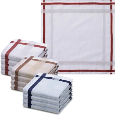 Afbeelding van JEMIDI zakdoeken heren 100% katoen 40 x cm Set van 12 Herbruikbare voor volwassenen In crème/grijs/blauw