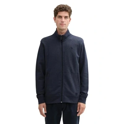 Afbeelding van TOM Tailor IN Optik Sweater met rits, Heren, Maat: Small, Sky captain blue white melange